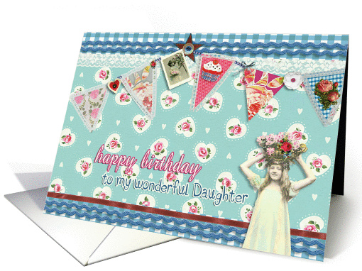 to a wonderful daughter, birthday card, bunting & roses,... (926588)