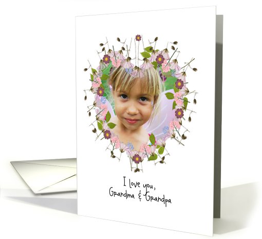 happy grandparents day, photo card, little flowers, heart, fresh card