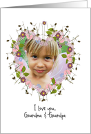 happy grandparents day, photo card, little flowers, heart, fresh card