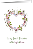 to my great grandma, happy grandparents day, floral heart card