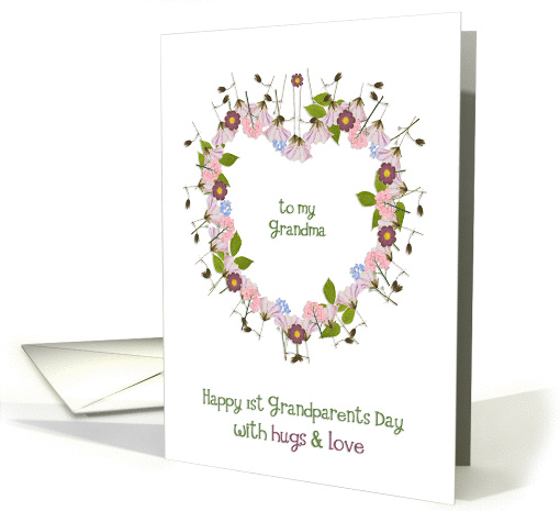 to my grandma, happy first grandparents day, floral heart card