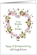 to my grandparents, happy first grandparents day, floral heart card