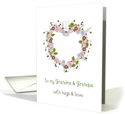 to my grandma & grandpa, happy grandparents day, floral heart card