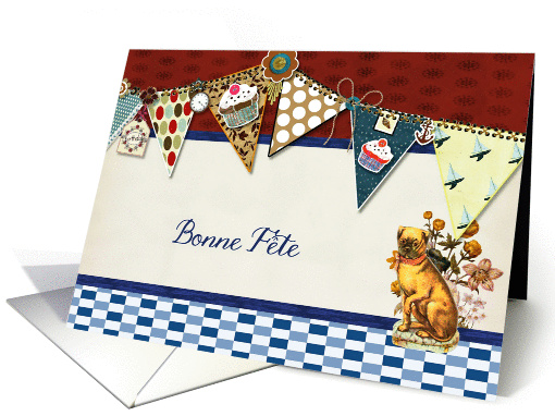 happy birthday in French (Canadian), bunting, cupcake,... (928579)