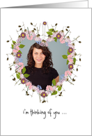 thinking of you, photo card, little flowers, heart card