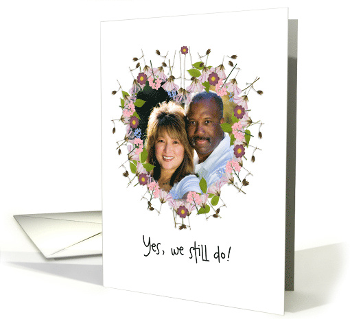 You are invited, Wedding Vow Renewal, photo card, flowers, heart card