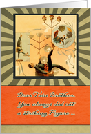 To my Twin Brother, Funny Happy Father’s Day Card, Vintage Acrobat card