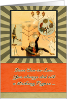 Dear son-in-law, funny happy father’s day card, vintage acrobat card