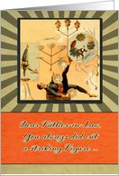 Dear Father-in-law, funny happy father’s day card, vintage acrobat card
