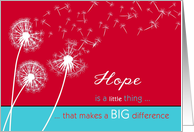 hope makes a difference, cancer encouragement, christian, dandelions card