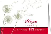to my sister, christian cancer encouragement, hope & scripture card
