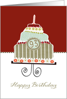Happy Birthday 93 Years Old Layered Cake Candle Cherries