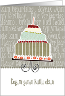 Doğum gnn kutlu olsun, happy birthday in Turkish, cake & candle card