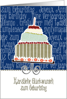 Hrzliche Glckwunsch, happy birthday in Swiss German, cake & candle card