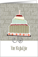 Vse Najbolje , happy birthday in Slovenian, cake & candle card