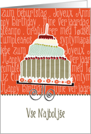 Vse Najbolje , happy birthday in Slovenian, cake & candle card