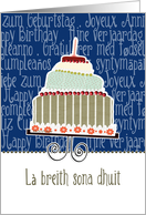 L breith sona dhuit, happy birthday in Scottish Gaelic, cake & candle card