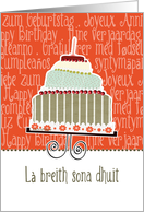 L breith sona dhuit, happy birthday in Scottish Gaelic, cake & candle card