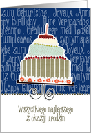 Wszystkiego najlepszego z oka, happy birthday in Polish, cake & candle card