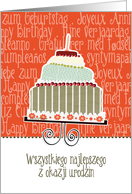 Wszystkiego najlepszego z oka, happy birthday in Polish, cake & candle card
