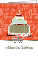 Gratulerer med fdselsdagen, happy birthday, Norwegian, cake & candle card