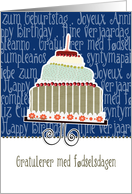Gratulerer med fødselsdagen, happy birthday, Norwegian, cake & candle card