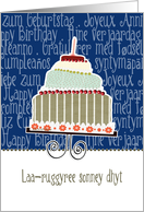 Laa-ruggyree sonney dhyt, happy birthday in Manx, cake & candle card