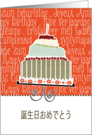 happy birthday in Japanese, cake & candle card