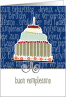 buon compleanno, happy birthday in Italian, cake & candle card