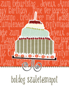 boldog születésnapot, happy birthday in Hungarian, cake & candle