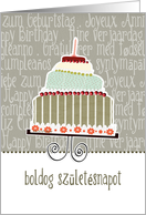 boldog szletsnapot, happy birthday in Hungarian, cake & candle card