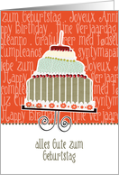 alles Gute zum Geburtstag, happy birthday in German, cake & candle card