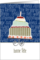 bonne Fte, happy birthday in French Canadian, cake & candle card