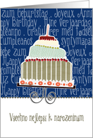 Vechno nejlep k narozeninm, happy birthday in Czech, cake & candle card