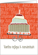 Vechno nejlep k narozeninm, happy birthday in Czech, cake & candle card