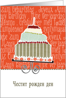 happy birthday in Bulgarian, cake & candle card