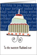 to the sweetest husband ever, happy birthday, cake & candle card