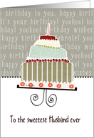 to the sweetest husband ever, happy birthday, cake & candle card