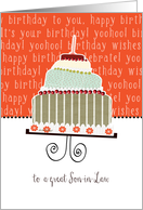 to a great son-in-law, happy birthday, cake & candle card