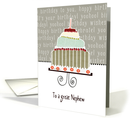 to a great nephew, happy birthday, cake & candle card (942917)
