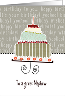 to a great nephew, happy birthday, cake & candle card