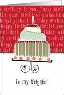 to my neighbor, happy birthday, cake & candle card