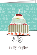 to my neighbor, happy birthday, cake & candle card
