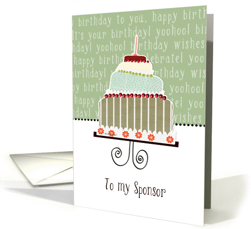 to my sponsor, happy birthday, cake & candle card (943026)