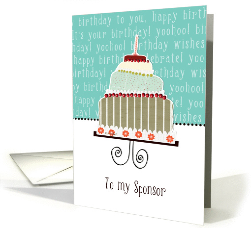 to my sponsor, happy birthday, cake & candle card (943027)