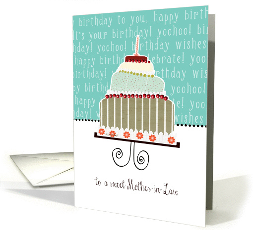 to a sweet mother-in-law, happy birthday, cake & candle card (943145)
