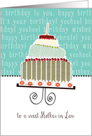 to a sweet mother-in-law, happy birthday, cake & candle card