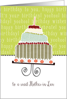 to a sweet mother-in-law, happy birthday, cake & candle card