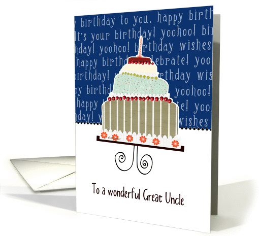 to my wonderful great uncle, happy birthday, cake & candle card