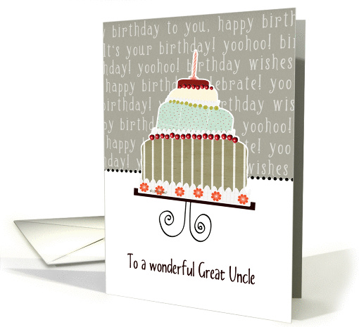 to my wonderful great uncle, happy birthday, cake & candle card